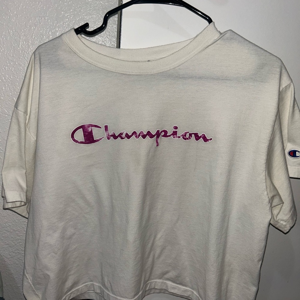 Champion White Short Sleeve Crop T-Shirt